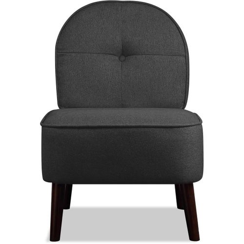 Fauteuil tissu gris foncé et pieds bois noir Annie - Photo n°2; ?>