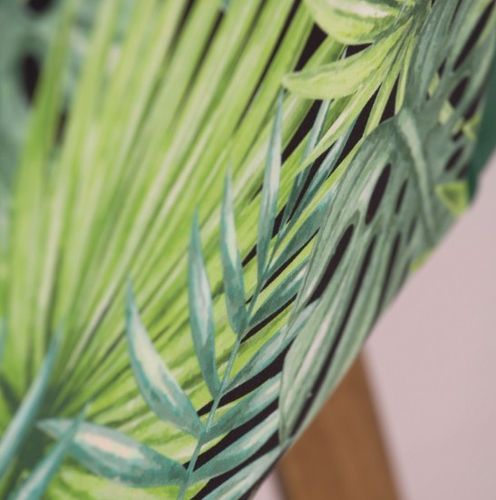 Fauteuil tissu vert imprimé et pieds pin massif clair Opale - Photo n°3; ?>