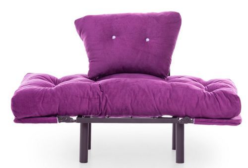 Fauteuil transformable en lit tissu violet Pliaz 95 cm - Photo n°3; ?>