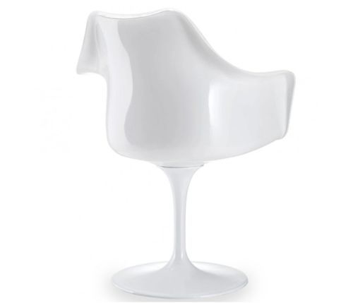 Fauteuil Tulipo pivotant blanc brillant avec coussin - Design haut de gamme - Photo n°3; ?>