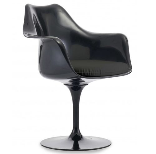 Fauteuil Tulipo pivotant noir brillant avec coussin - Design haut de gamme - Photo n°2; ?>