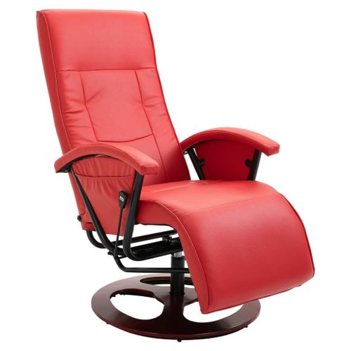 Fauteuil TV pivotant Rouge Similicuir - Photo n°2; ?>