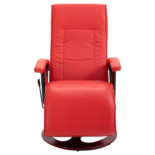 Fauteuil TV pivotant Rouge Similicuir - Photo n°3; ?>