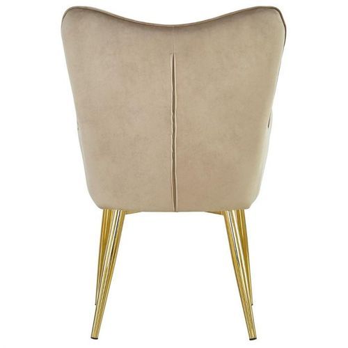 Fauteuil velours beige et pieds métal doré Micyma - Photo n°3; ?>