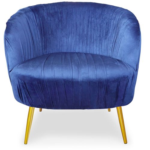 Fauteuil velours bleu et pieds métal doré Boras - Photo n°3; ?>