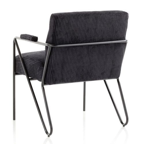 Fauteuil velours noir et pieds métal anthracite Apach - Photo n°2; ?>