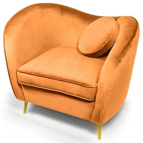 Fauteuil velours orange et pieds métal doré Altesse - Photo n°2; ?>