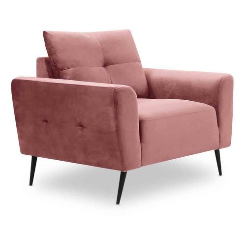 Fauteuil velours rose et pieds métal noir Conel - Photo n°2; ?>