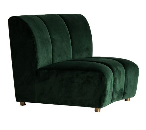 Fauteuil velours vert et pieds métal doré Ozonn 2 - Photo n°3; ?>