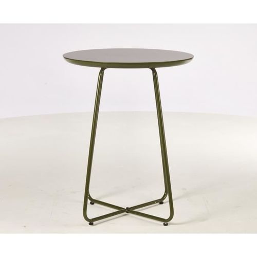 FELBOUR Table d'appoint style contemporain vert brillant avec pieds en métal - L 50 x l 50 cm - Photo n°3; ?>