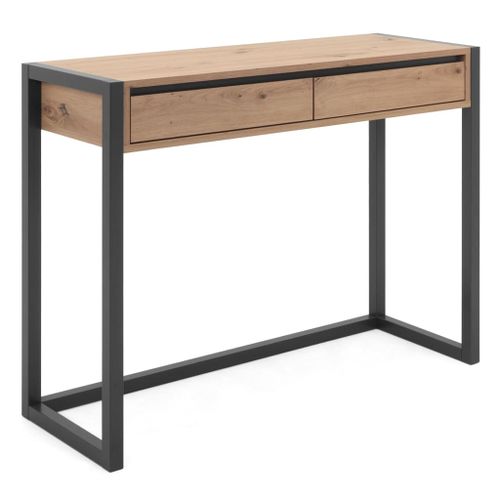 Finori Table console Denver 44 Chêne artisanal et gris anthracite - Photo n°3; ?>