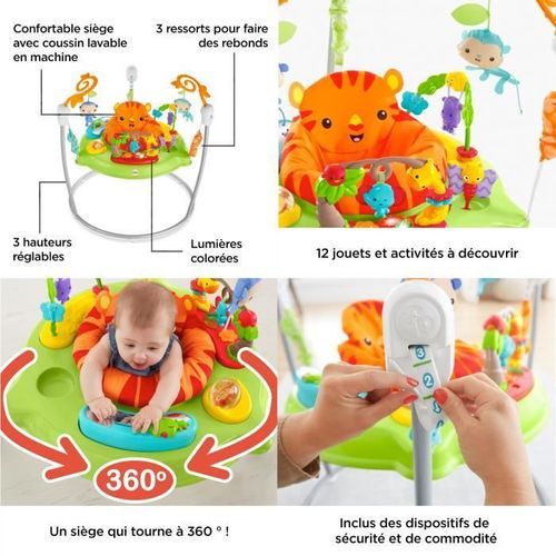 FISHER-PRICE - Sauteur Jumperoo Jungle - Sons & Lumieres - Photo n°3; ?>