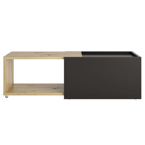 FMD Table basse extensible Chêne artisanal et noir - Photo n°2; ?>