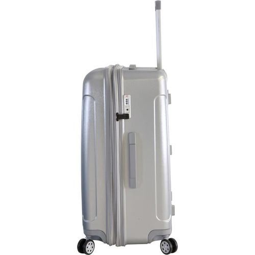 FRANCE BAG Valise 8 Roues Extensible Cadenas TSA Polycarbonate/ABS Argent - Photo n°2; ?>
