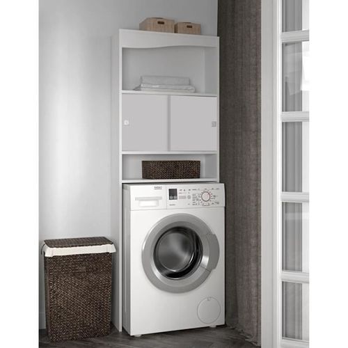 GALET Meuble WC ou machine a laver L 64 cm - Blanc mat - Photo n°3; ?>