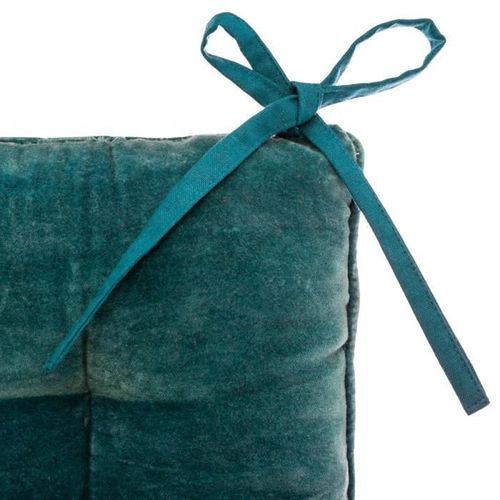 Galette de chaise Velours Coton - 38 x 38 cm - Bleu - Photo n°3; ?>