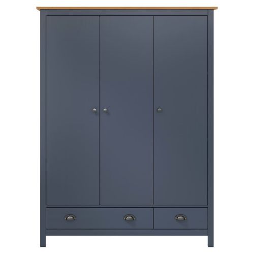 Garde-robe à 3 portes Hill Gris 127x50x170 cm Pin solide - Photo n°2; ?>