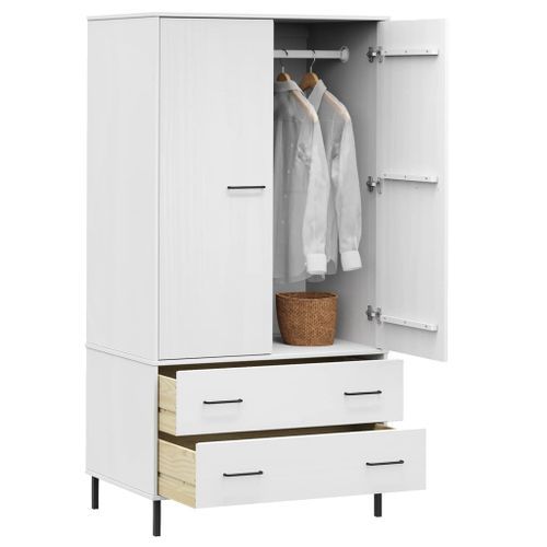 Garde-robe avec pieds en métal Blanc 90x55x172,5 cm Bois OSLO - Photo n°3; ?>