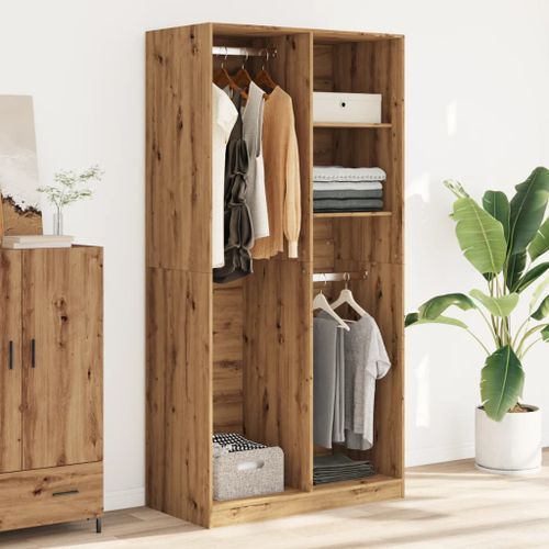 Garde-robe chêne artisanal 100x50x200 cm bois d'ingénierie - Photo n°3; ?>