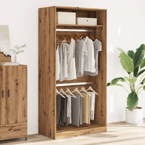 Garde-robe chêne artisanal 100x50x200 cm bois d'ingénierie - Photo n°3; ?>