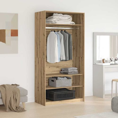 Garde-robe chêne artisanal 100x50x200 cm bois d'ingénierie - Photo n°3; ?>