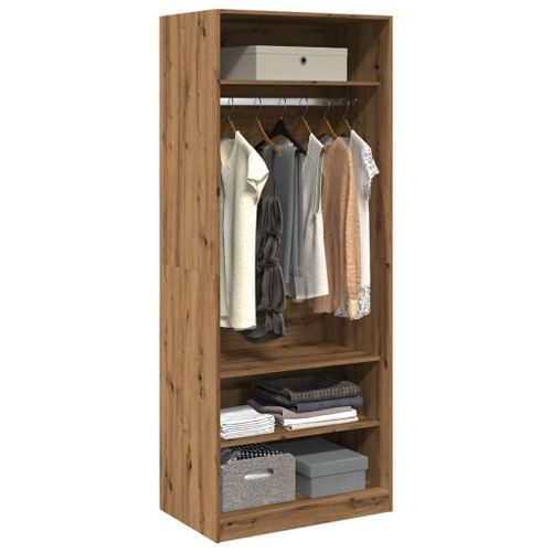 Garde-robe chêne artisanal 80x50x200 cm bois d'ingénierie - Photo n°3; ?>