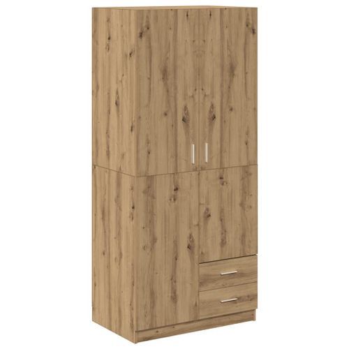 Garde-robe chêne artisanal 80x52x180 cm bois d'ingénierie - Photo n°2; ?>