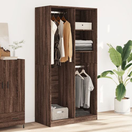 Garde-robe chêne marron 100x50x200 cm bois d'ingénierie - Photo n°3; ?>