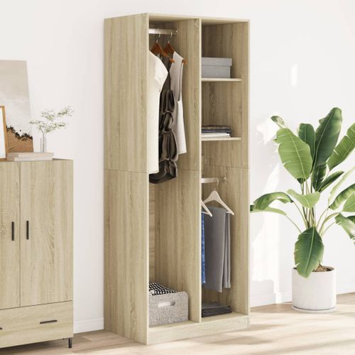 Garde-robe chêne sonoma 80x50x200 cm bois d'ingénierie - Photo n°3; ?>