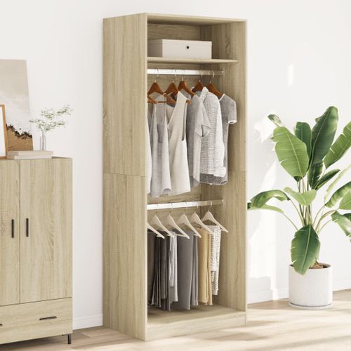 Garde-robe chêne sonoma 80x50x200 cm bois d'ingénierie - Photo n°3; ?>