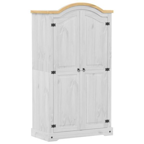 Garde-robe Corona blanc 102x52x186 cm bois de pin massif - Photo n°2; ?>