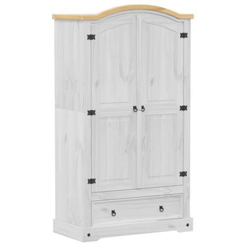 Garde-robe Corona blanc 102x52x186 cm bois de pin massif - Photo n°2; ?>