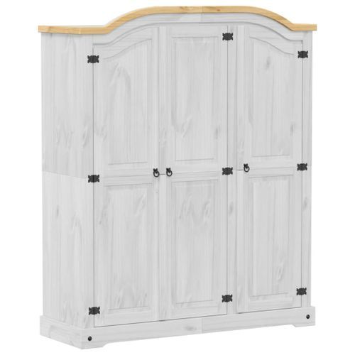 Garde-robe Corona blanc 151,5x52x186 cm bois de pin massif - Photo n°2; ?>