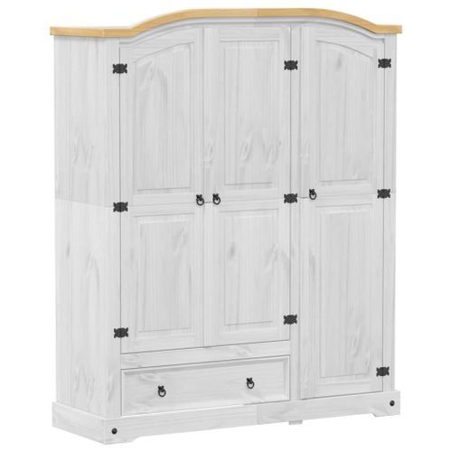 Garde-robe Corona blanc 151,5x52x186 cm bois de pin massif - Photo n°2; ?>