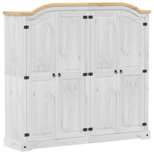 Garde-robe Corona blanc 194x52x186 cm bois de pin massif - Photo n°2; ?>