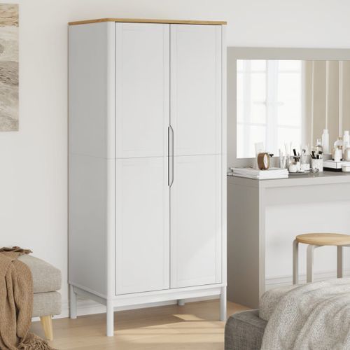 Garde-robe FLORO blanc 77x53x171 cm bois massif de pin - Photo n°2; ?>