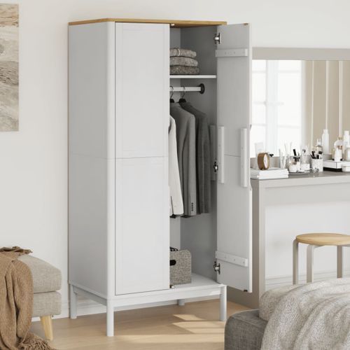 Garde-robe FLORO blanc 77x53x171 cm bois massif de pin - Photo n°3; ?>