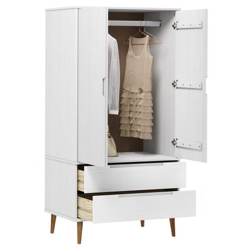 Garde-robe MOLDE Blanc 90x55x175 cm Bois massif de pin - Photo n°3; ?>