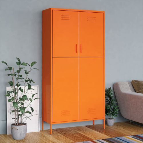 Garde-robe Orange 90x50x180 cm Acier - Photo n°2; ?>