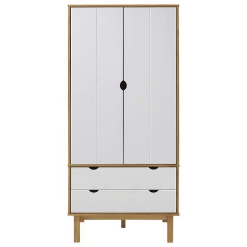 Garde-robe OTTA Marron et blanc 76,5x53x172 cm Bois massif pin - Photo n°3; ?>