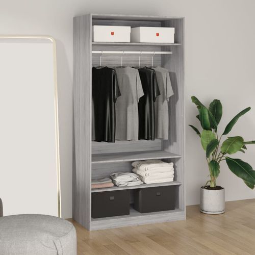 Garde-robe sonoma gris 100x50x200 cm bois d'ingénierie - Photo n°2; ?>