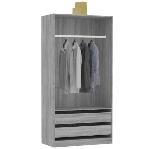 Garde-robe Sonoma gris 100x50x200 cm Bois d'ingénierie - Photo n°3; ?>