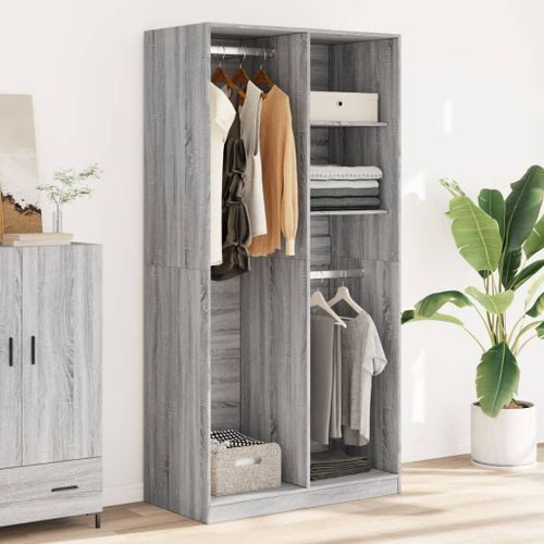 Garde-robe sonoma gris 100x50x200 cm bois d'ingénierie - Photo n°3; ?>