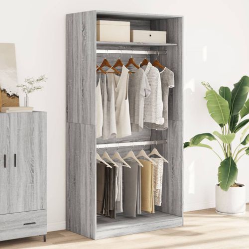 Garde-robe sonoma gris 100x50x200 cm bois d'ingénierie - Photo n°3; ?>