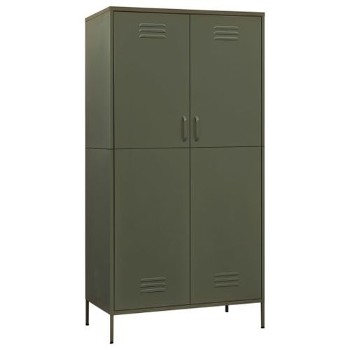 Garde-robe Vert olive 90x50x180 cm Acier - Photo n°2; ?>