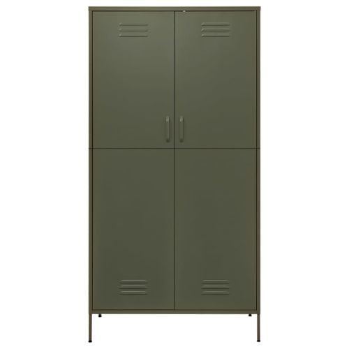 Garde-robe Vert olive 90x50x180 cm Acier - Photo n°3; ?>