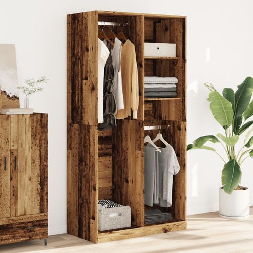 Garde-robe vieux bois 100x50x200 cm bois d'ingénierie - Photo n°3; ?>