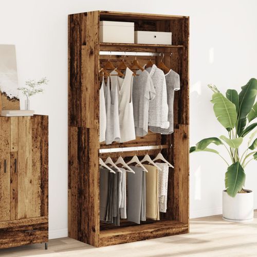 Garde-robe vieux bois 100x50x200 cm bois d'ingénierie - Photo n°3; ?>