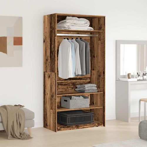 Garde-robe vieux bois 100x50x200 cm bois d'ingénierie - Photo n°3; ?>