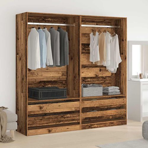 Garde-robe vieux bois 100x50x200 cm bois d'ingénierie - Photo n°3; ?>